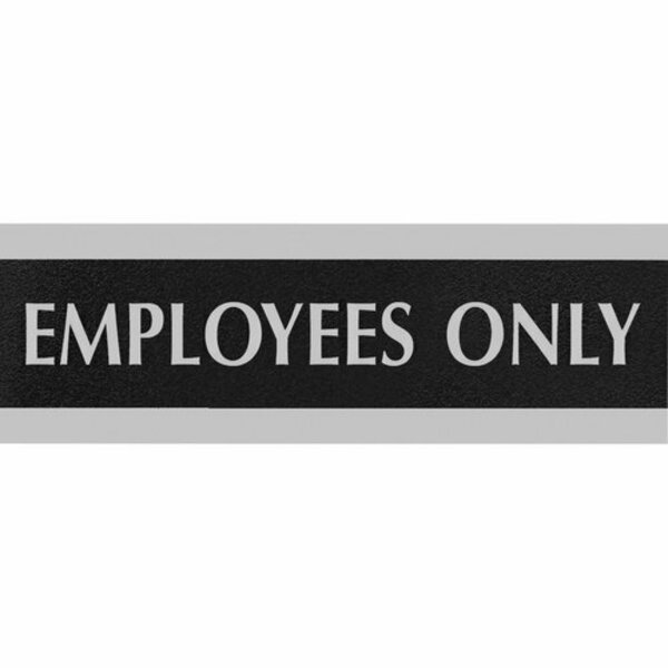 Headline Signs Sign, inEmployees Onlyin, w/Easel, 9inx3in, Silver on Black HDS4760